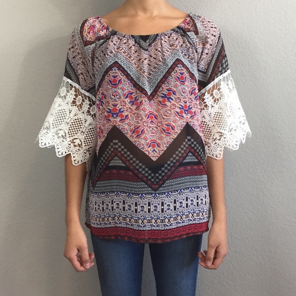 NWOT Off-the-Shoulder Multicolor patterned Top